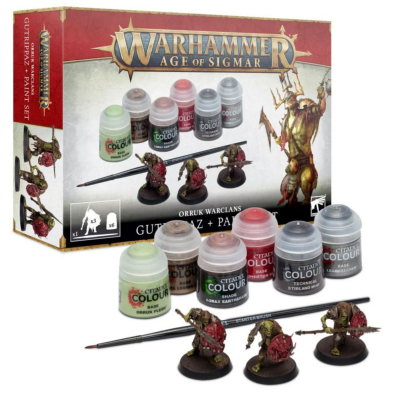Set Peinture Eventreurs Orruk Warclans 3 Figurines et 6 pots Warhammer Age Of Sigmar