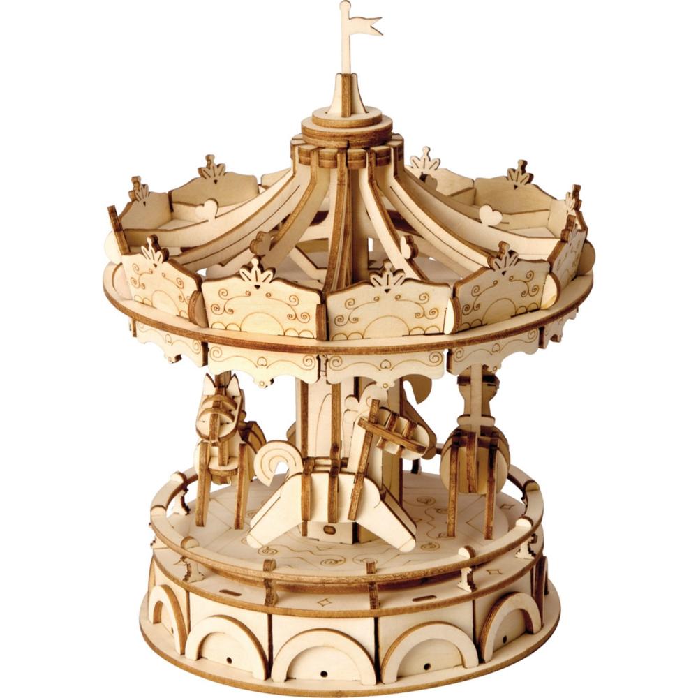 Maquette Bois Manège Carrousel 15 cm Puzzle 3D