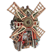Carte Noël 3D Moulin Atelier du Père-Noël 16x16 Décor en relief avec enveloppe