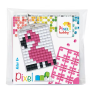 Kit Porte-Clés en Pixels Flamant Rose à créer 3 x 4 cm Pixel Hobby