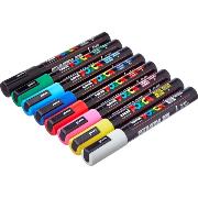 Set 8 Marqueurs Peinture Posca PC5M Couleurs basiques Pointe conique moyenne 1.8 à 2.5 mm