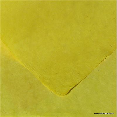 Papier népalais uni couleur Jaune Citron Feuille 50x75 cm Lokta Fait-main