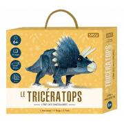 Dinosaure Tricératops en carton à construire 26cm Maquette 3D et Livre Sassi Junior