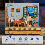 Kit Maquette Sonore La Chambre de Vincent 18x14.5x15.4 cm TQ401 6 Effets sonores Vincent's Bedroom Miniature 3D