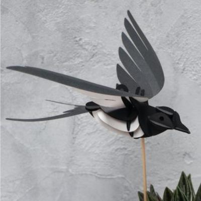 Kit de fabrication 1 Oiseau Hirondelle 25 cm Noir Blanc Assembli