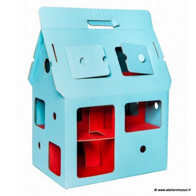 Mobile Home Maison bleue en carton ondulé transportable