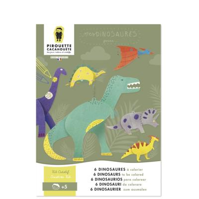 Kit créatif 6 dinosaures à construire et colorier Pirouette Cacahouète