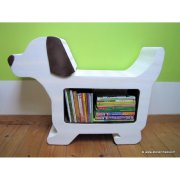 Meuble en carton en forme de Chien Helvis - Dcoration Similicuir blanc et marron