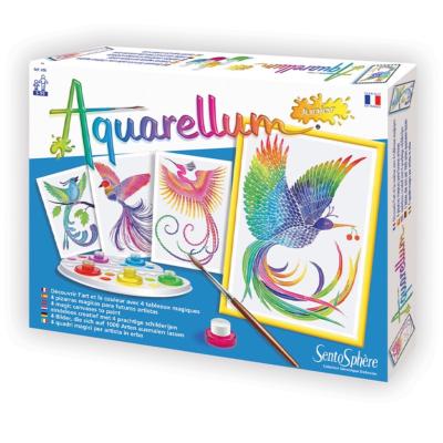 Kit Peinture Aquarellum Junior Oiseaux du paradis 4 Tableaux 18x25cm Sentosphère