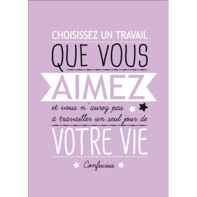 Carte postale message Un travail que vous aimez 15x21 cm Kiub