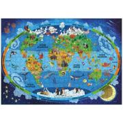 Coffret Mega Atlas Terre et Animaux 1 Livre 1 Puzzle 500 pièces et 40 Cartes Sassi Junior