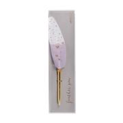 Stylo bille Plume d'oiseau 23 cm Blanc Mauve Coeurs Brillants Encre noire ArteBene