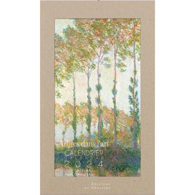 Calendrier mural Luxe 2024 Arbres dans l'Art 12 illustrations 12 mois Doré Or chaud 29X49 cm