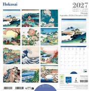 Calendrier mural 2027 Hokusai 12 illustrations 16 mois 30X30 cm Ed Desastre