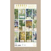 Calendrier mural Luxe 2027 Arbres dans l'Art 12 illustrations 12 mois Doré Or chaud 29X49 cm