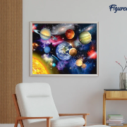 Broderie Diamant Planètes Espace Toile complète roulée 40x50 Diamants carrés Figure d'Art