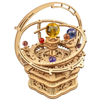Kit Boîte à musique Système Solaire à fabriquer 16 cm Puzzle 3D Bois mécanisme à manivelle AMK51 84 pièces Rokr