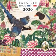Calendrier mural 2026 Oiseaux 12 illustrations Gwenaëlle Trolez 16 mois 30X30 cm Kiub