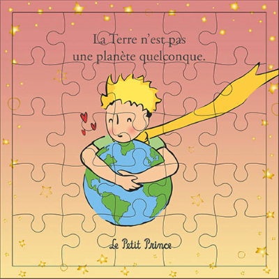 Carte Puzzle Le Petit Prince 25 pièces Planète avec Carte et Enveloppe 17x17 cm Kiub