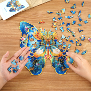 Puzzle en Bois 200 pièces Papillon Morpho Helena 28x29cm TA003 Puzzle Paradise Rowood