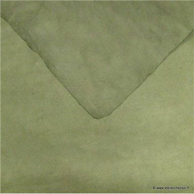 Papier népalais uni couleur Vert Olive Feuille 50x75 cm Lokta Fait-main