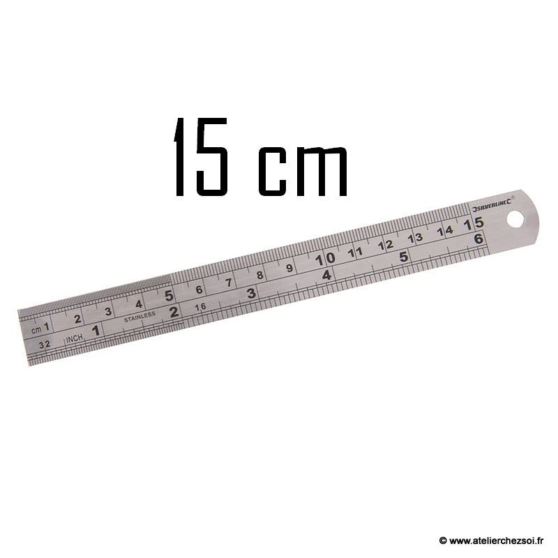 Reglet inox 15cm avec mesures métriques et impériales SILVERLINE