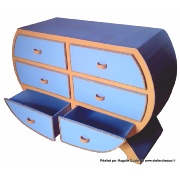Commode en carton Heden par Magalie - Décoration peinture bleu et beige