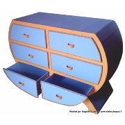 Commode en carton Heden par Magalie - Dcoration peinture bleu et beige