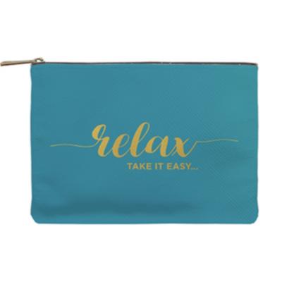 Pochette  Turquoise et Or Citation Relax Take it easy 16 x 23 cm Color Chic