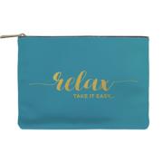 Pochette  Turquoise et Or Citation Relax Take it easy 16 x 23 cm Color Chic