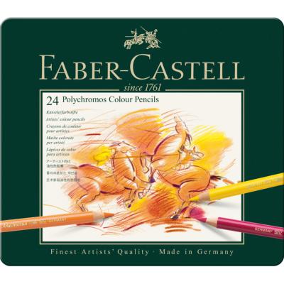 Crayons de couleur Polychromos Boîte métal 24 couleurs Faber Castell