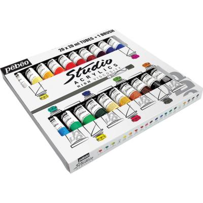 Pack Peinture Acrylique Studio Acrylics 20 x 20ml Couleurs Pébéo + 1 Brosse