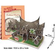 Maquette Maison d'Indonésie Résidence traditionnelle en Carton Mousse 30 pièces 16x11x11 cm
