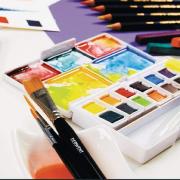 Peinture Aquarelle Boîte de voyage 12 couleurs Pinceau réservoir Inktense Derwent Palette 01