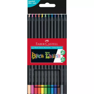Crayons de couleur Black Edition 12 couleurs Classiques Mine tendre Faber Castell