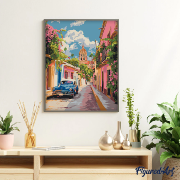 Peinture par numéros Voiture bleue à Mexico Tableau 40x50 cm Figure d'Art