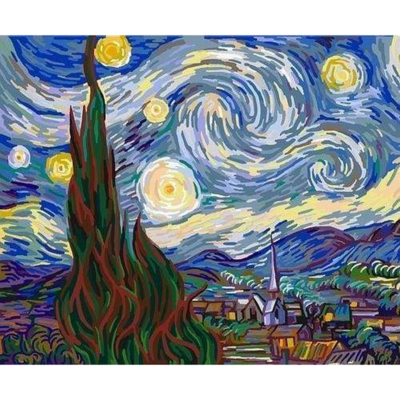Peinture par numéros Nuit étoilée Van Gogh Tableau 40x50 cm Figure d'Art