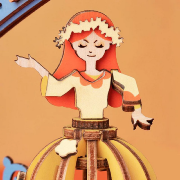Kit Boîte à musique Gramophone Danseuse à fabriquer 22 cm Puzzle 3D Bois mécanisme à manivelle 109 pièces