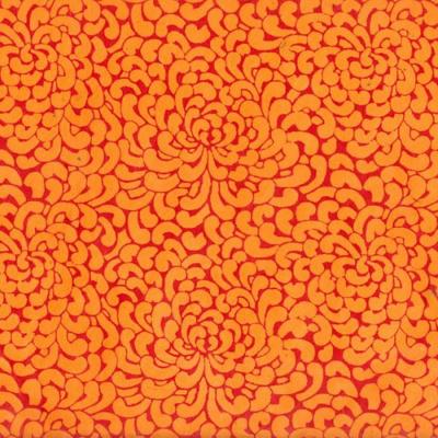 Papier Népalais Lokta Grosse fleur Kikou Orange Motif Rouge 50x75 cm