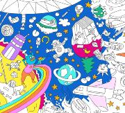Poster Géant à colorier Cosmos Voyage dans l'espace 100x70 cm Omy