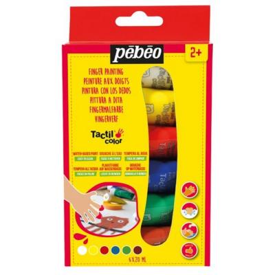 Kit Peinture aux Doigts Gouache Tactilocolor 6 tubes 20 ml Pébéo