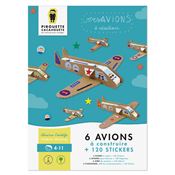 Kit créatif 6 avions en carton à construire avec stickers