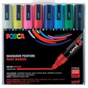 Set 8 Marqueurs Peinture Posca PC5M Couleurs basiques Pointe conique moyenne 1.8 à 2.5 mm