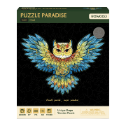Puzzle en Bois 200 pièces Chouette Bleue 28x29cm TA004 Puzzle Paradise Rowood