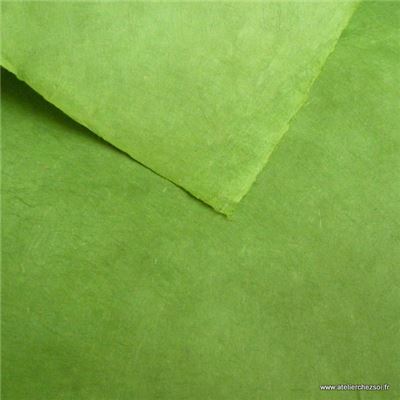 Papier népalais uni couleur Vert Prairie 50x75 cm