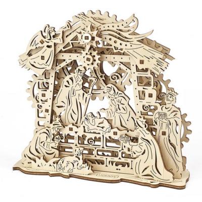 Ugears Maquette Bois Crèche de Noël à Construire 3D Mécanique 59 pièces