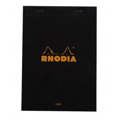Bloc agrafé Rhodia A5 Black N°16 14,8x21cm 80F ligné + marge 80g