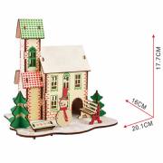 Maquette Maison de Noël Colorée 17x16x20cm à construire 36 pièces Bois