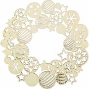 Couronne en Bois découpé Boules de Noël Diamètre 22 cm