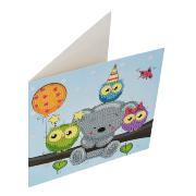 Kit Broderie Diamant Carte 18x18cm Hibou Ourson Crystal Art